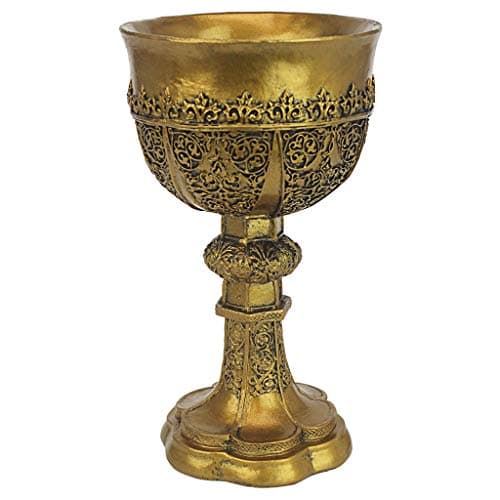 Image of Design Toscano CL6121 Golden Chalice of King Arthur Medieval Decor Gothic Goblet Sculpture, 22.75 cm, Polyresin, Gold