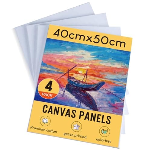 Image of STATIONERY ISLAND 40x50cm Canvas for Painting 4Pcs, Large Canvas Boards 100% Cotton, Acid Free, Blank Canvas Panels for Acrylic Painting & Oil Paint, Hobby Painters and Beginner(16“ X 20”)