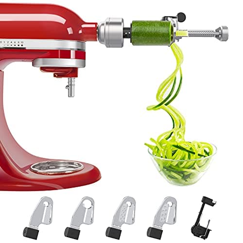 Image of Bestand Spiralizer Attachment Compatible with KitchenAid Stand Mixer Packed with Peel, Core and Slice, Vegetable Slicer (Not KitchenAid Brand Spiralizer) (5 Blades, Silver 1)