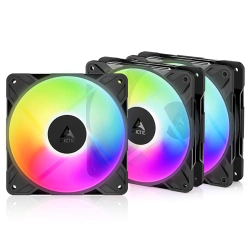 Image of ARCTIC P12 Pro Reverse A-RGB – 3 Pack – 120 mm Premium Fan with Reverse Airflow, PWM Fan with Y cable splitter, 500-3000 rpm, 0 rpm <5% PWM, 5V Digital RGB, hydrodynamic bearing, 4-Pin - Black