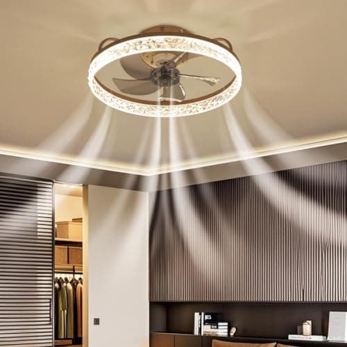 Image of Warmiehomy Ceiling Fans with Lights and Remote,30W,48cm Smart Led Ceiling Fan Light with Crystal Lampshade, 6 Speeds and Fan Reversible,Dimmable Fan Lighting for Bedroom Living Room(Glod)