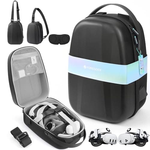 Image of Foregoer Hard Carrying Case for Meta Quest 3/3S/Oculus Quest 2, Large Space Compatible with BOBOVR S3 Pro/M3 Pro/Kiwi Design Battery Head Strap and All Accessories, Ideal for Travel and Home Storage