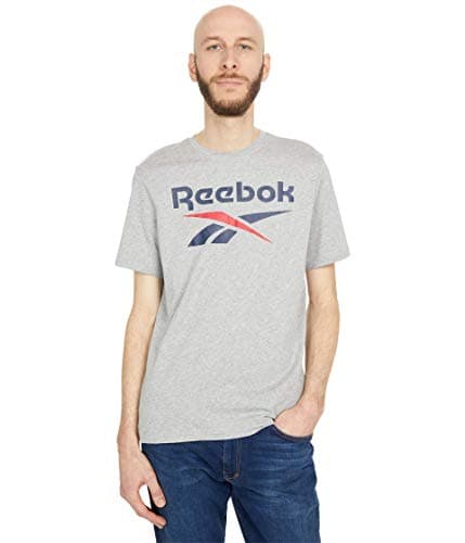 Image of Reebok Training Essentials Graphic T-Shirt, Medium Grey Heather/Vector Navy, S