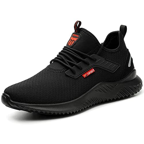Image of Safety Trainers Men Women Steel Toe Cap Trainers Lightweight Work Safety Shoes Breathable Non Slip Work Boots Black 10 UK