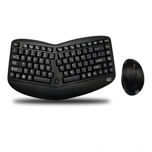 Image of Adesso WKB-1150CB TRU-Form Wireless Ergo Mini Keyboard & Mouse Combo, Ergonomic & Compact Size Design Keyboard and Ergonomic Vertical Mouse