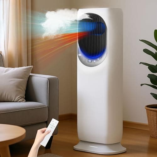 Image of MoraRise 4 in 1 Fan Heater and Cooler with Humidifier, Space Heaters Fan for Home Office, 120°Oscillating, 2 Heating & 3 Cooling Weed Speed,12H Timer, 4L Water Tank (Sliver)