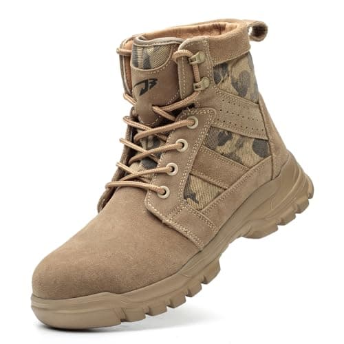 Image of COOU Safety Boots Mens Womens Lightweight Steel Toe Cap Boots Puncture Proof Work shoes Khaki