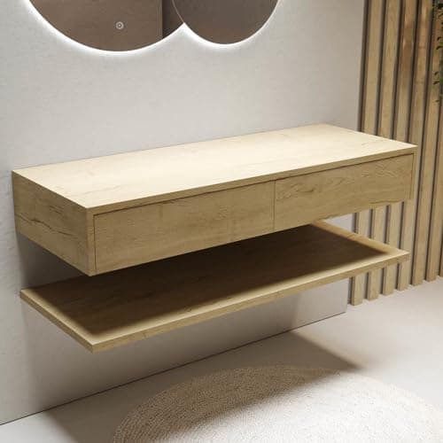 Image of Lugo 1200mm Wood Effect Wall Hung Countertop Vanity Shelves
