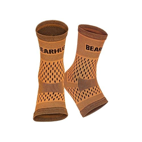 Image of Bearhug Twin Pack Ankle Support for Men and Women - Ankle Brace for Sprained Ankle, Ligament Damage and Achilles Tendonitis Support - Bamboo Ankle Strap for Sports, Running, Gym, M