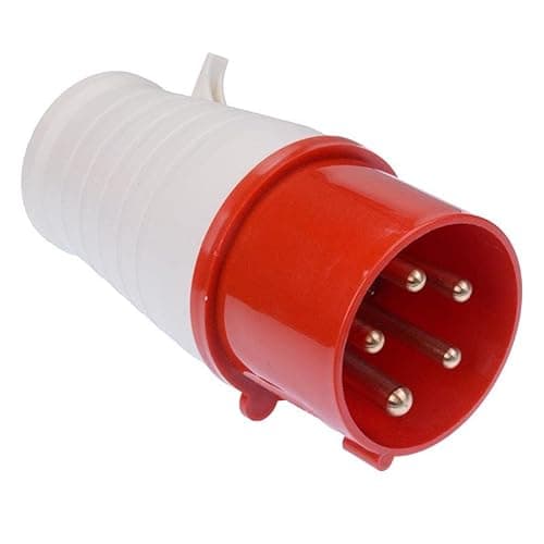 Image of Red 32A 415V 3P+N+E Industrial Plug 5 Pin IP44 Cable Mount IEC60309-1/2