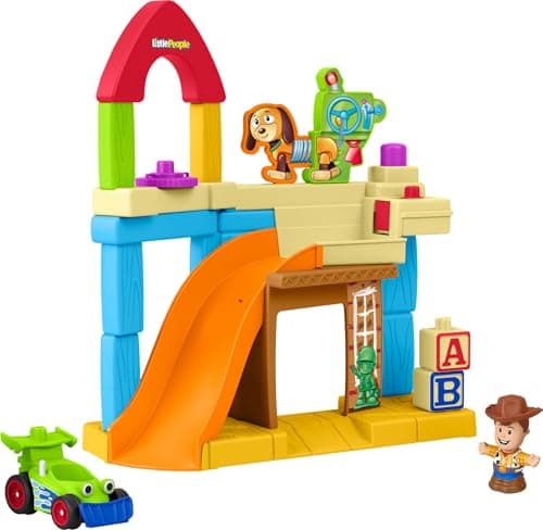 Image of Fisher-Price Little People Toddler Toy Disney & Pixar Toy Story Andy’s Room Playset with Woody Figure & RC Vehicle for Kids Ages 18+ Months, JKB05