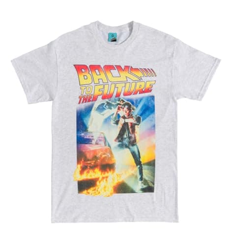 Image of TruffleShuffle Back to The Future Movie Poster Light Grey Marl T Shirt