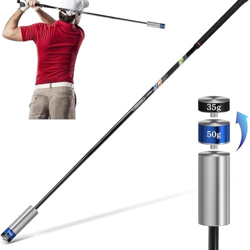 Image of SWINGTEK Golf Swing Trainer Aid for Indoor Practice Speed Training, Warm up Stick Improved Rhythm, Grip, Flexibility, Balance, Tempo and Strength with 2 Adjustable Weights, Great Golf Gift