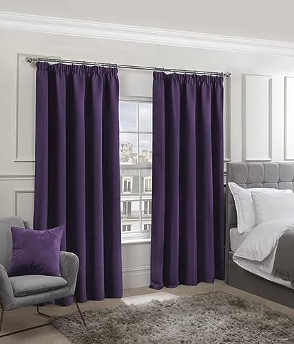 Image of Emma Barclay – Blackout Curtains for Bedroom Living Room Thermal Insulated Woven Pencil Pleat Blackout Curtains Cali Collection (66” x 90” Inch)(Amethyst)