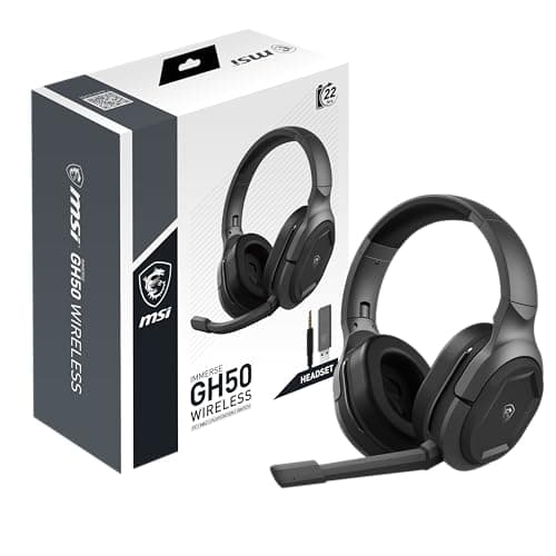 Image of MSI Immerse GH50 Wireless Gaming Headset – 22 Hr Battery Life, 50mm Neodymium Drivers, Detachable Omnidirectional Mic, Lightweight Comfort, Cross Platform Connectivity