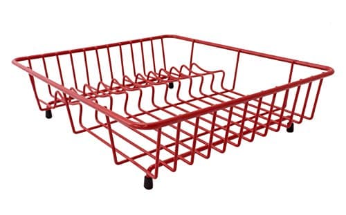 Image of Delfinware 2034 RD Dish Drainer, Metal, Red, 37 x 33 x 10 cm