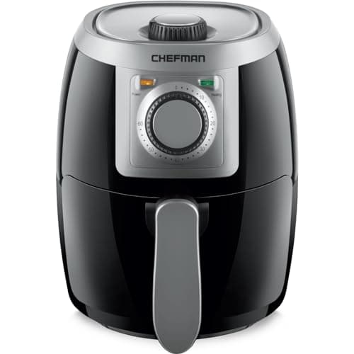 Image of Chefman TurboFry 2-Litre Small Air Fryer, Compact Size, 1000W Power, Easy-Set 60-Minute Timer for Fast and Healthy Cooking, Uses No Oil, Nonstick Dishwasher-Safe Parts, Black