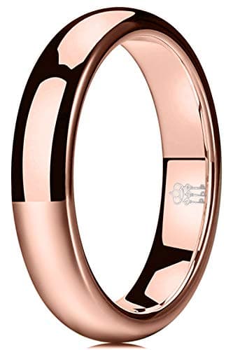 Image of Three Keys Jewelry Womens Charming Jewelry 4mm Rose Gold Tungsten Polished Wedding Carbide Ring Band for Women Engagement Size 6
