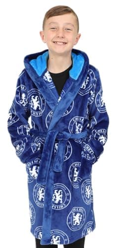 Image of Chelsea Boys Official F.C. Dressing Gown Fleece Hooded Kids Robe (14-15 Years)