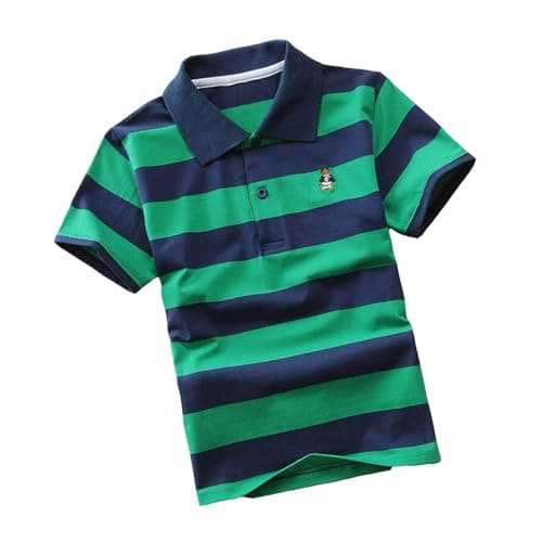 Image of Vuncio Polo Shirts Kids Boys Fashion Graphic Short Sleeve Round Neck Tshirts Teenage Boys Cartoon Summer Spring Casual School Jogging Running Tops (5-6 Years, Dark Green)