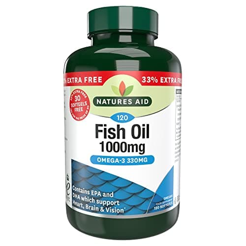 Image of Natures Aid Fish Oil 1000mg – High Strength Omega-3 Supplement with DHA & EPA – Supports Heart, Brain Vision, Immune & Joint Health Non-GMO – High Strength Natural Fish Oil – 120 Softgel Capsules