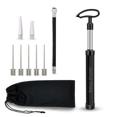 Image of Scott 11 Ball Pump with 5 Needles, 2 Conical Plastic Nozzles & 1 Flexible Rubber Extension Hose, Suitable for Footballs, Basketballs, Volleyballs, Rugby Balls and More (Black)