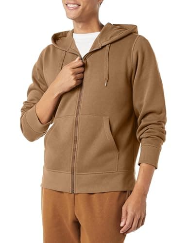 Image of Amazon Essentials Men's Full-Zip Fleece Hoodie (Available in Big & Tall), Toffee Brown, L
