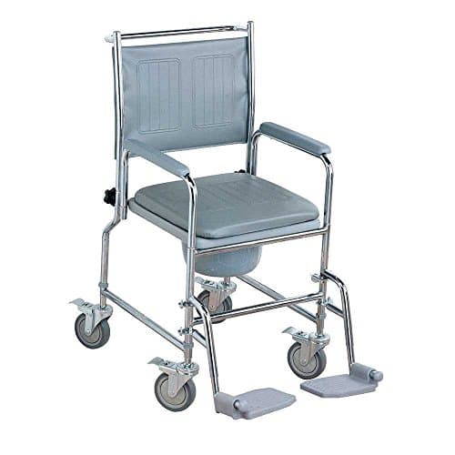 Image of NRS M66119 Wheeled Commode/Over Toilet Chair with Padded Seat and Back - Height Adjustable