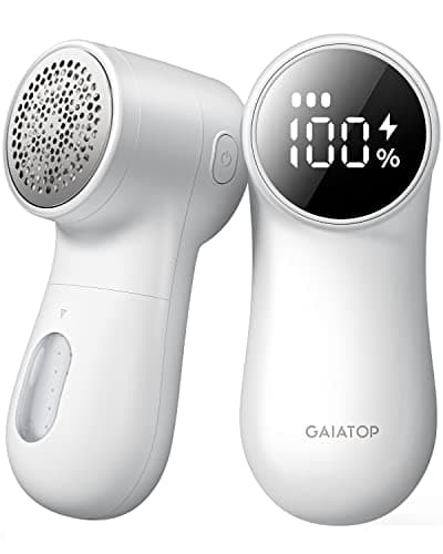 Image of GAIATOP Fabric Shaver, Rechargeable Lint Remover Sweater Defuzzer, Intelligent Digital Display Lints Shaver Fuzzs Pills Bobbles Trimmer for Clothes and Furniture White(1 pcs)