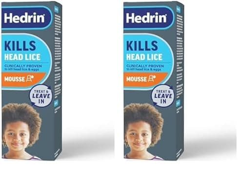 Image of Hedrin Treat & Go Leave-in Mousse, Fast, No Fuss Lice & Nit Treatment, Kills Head Lice & Eggs, Clinically Tested, Suitable for Adults & Children, 1 x 100ml (4 x 25ml Treatments) (Pack of 2)