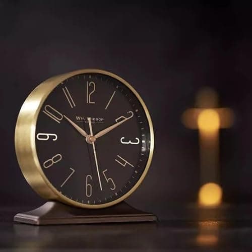 Image of Mantel Clock with Alarm Black & Gold Wm Widdop W2945