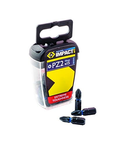 Image of C.K T4560 PZ2D15 PZ Impact Screwdriver Bits, 0 V, Black, 2 x 25 mm, Set of 15 Piece