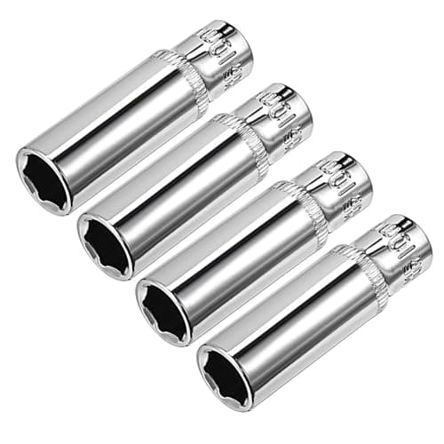 Image of TOP-VIGOR 4Pcs 1/4 Inch Drive 10mm 6-Point Deep Socket, Metric, Cr-V Drive Socket for Auto Repairing and Household