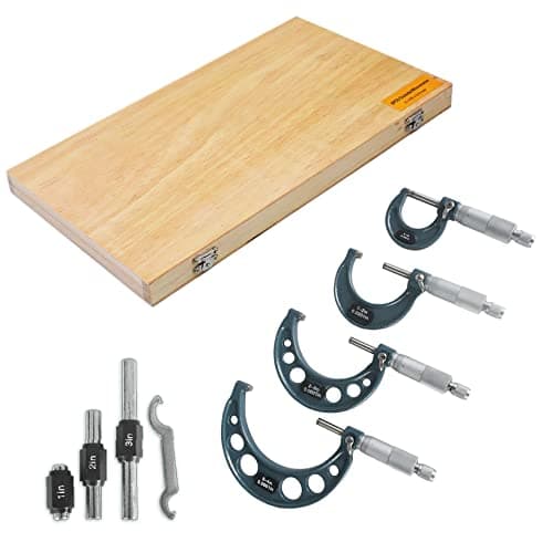 Image of raseparter 4-Pack Outside Micrometer Set 0-4In Precision Machinist Tools W/Carbide Tips and Ratchet Stop