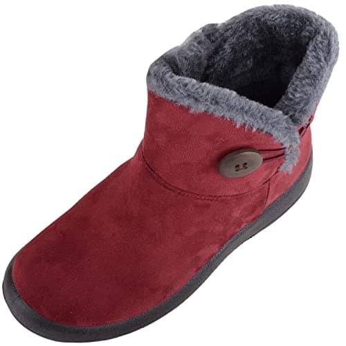 Image of ABSOLUTE FOOTWEAR Womens Lightweight Faux Suede Faux Fleece Slip On Zip Up Ankle Boots - Red - UK 6 / EU 39