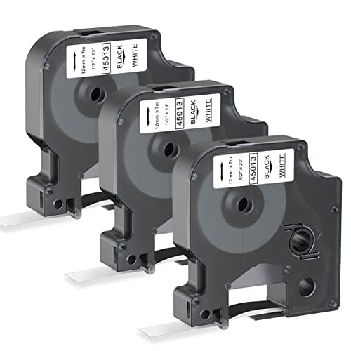 Image of 3 X 45013 Label Tape Compatible with Dymo D1 Label Tape, 12mm x 7m Replacement for Dymo Label Printer Label Manager 160 420P, Black On White