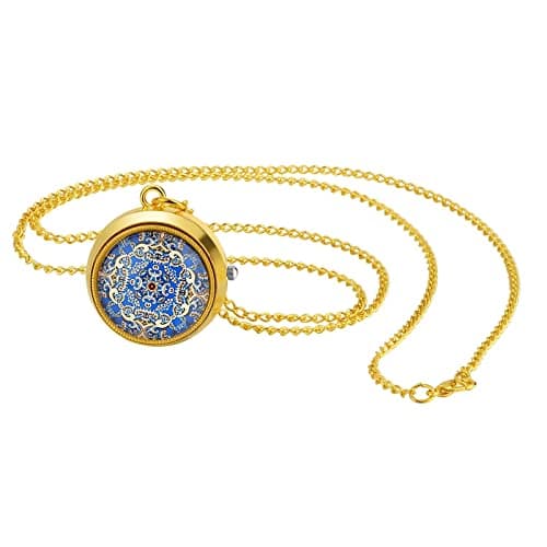 Image of JewelryWe Vintage Pocket Watch for Women Classic Gold Plated Round Analog Quartz Watch Clock Pendant Necklace Watch with Chain