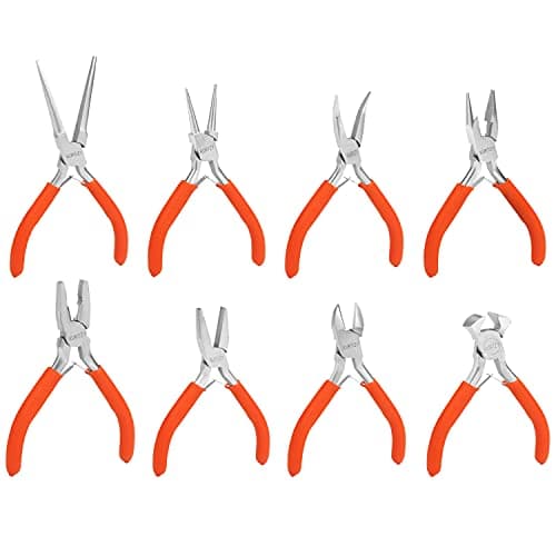 Image of Kurtzy Mini Jewellery Plier Tool Kit Set with Soft Grip Handles (8 Pack) - Precision Wire Cutters, Needle, Round & Bent Nose Pliers - Tools for Making Crafts, Beading, Electrical & Electronics