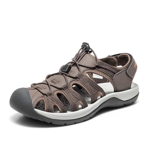 Image of DREAM PAIRS Men' s Sandals, Sport Outdoor Sandals Casual Summer Athletic Beach Sandals for Travel, Walking and Hiking with Durable Closed Toe Shoes,160912-M-NEW,Brown/Black/Orange,10 UK /11 US