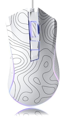 Image of HITIME XVX Wired Gaming Mouse High-Precision Adjustable 12000 DPI, 7 Programmable Buttons, Ergonomic Computer USB Mice for Windows/PC/Mac/Laptop Gamer,Topographic
