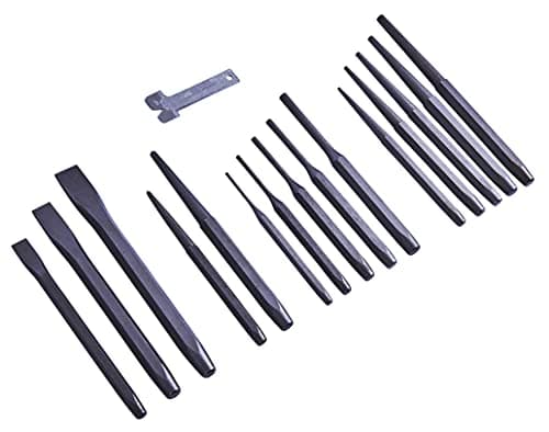 Image of Amtech I1225 16pc Mechanics' Punch & Chisel Set – Carbon Steel Pin, Taper & Cold Chisels with Gauge – Ideal for Automotive & Metalwork Use