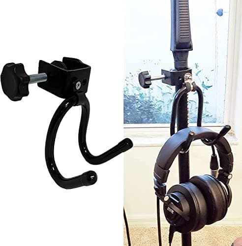 Image of Pmsanzay Clamp-On Headphone Headset Tambourine Holder Cowbell Hanger Clip Microphone Stand, Flexible Adjustable Hooks for Studio Microphone/Musical Stand
