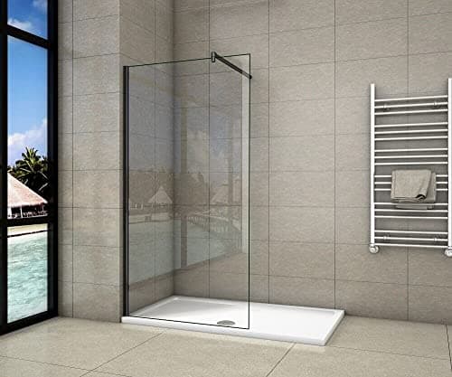 Image of Biubiubath Matt Black Frame 8mm Easy Clean Glass Walk in Shower Enclousre Screen Panel 800x1850mm