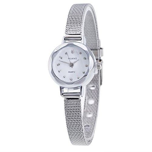 Image of Mesh Steel Band Stainless Wrist Watch Ladies Women Women's Watch Brew Watches (Silver, One Size)