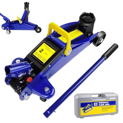 Image of Car Lift Jack Low Profile Floor Jack Hydraulic Trolley Service, 2 Tonne / 4000lbs Load Capacity, Lift Range 5.3" to 12.6", with Swivel Casters, Carry Case (Blue)