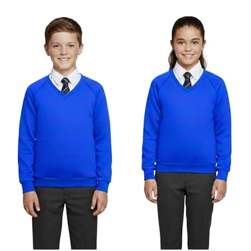 Image of A2Z 4 Kids Girls Boys Unisex Club Scouts School Uniform Single & Pack of 2 V Neck Jumper - V Neck Jumper Royal 2 Pack 9-10