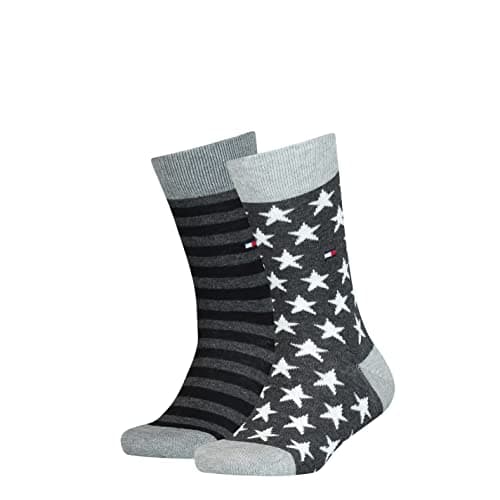 Image of Tommy Hilfiger Boys TH Children Basic 2 Pack Calf Socks, Black, Large (Manufacturer Size:035)
