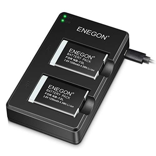 Image of ENEGON NB-13L Lithium Battery and Dual Charger for Canon PowerShot G5X, G5X Mark II, G7X, G7X Mark II, G7X Mark III, SX720 HS, SX730 HS, SX740 HS, SX620 HS, G1X Mark III, G9X, G9X Mark II.