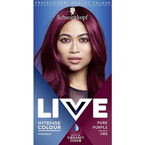 Image of Schwarzkopf LIVE Intense Colour, Long Lasting Permanent Purple Hair Dye, With Built-In Vibrancy Serum, Up To 50% Grey Coverage, Pure Purple 086