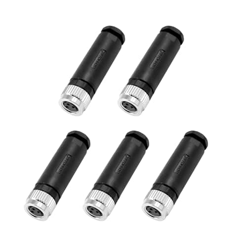 Image of Elecbee 5PCS M8 3 Pin Female Circular Connector Sensor, IP67 Straight A Code Field Assembly Cable Connector 8mm Thread Locking Aviation Plug Waterproof Industrial Connector Unshiled for Outdoor Use